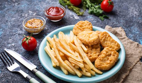 French fries and chicken nuggets